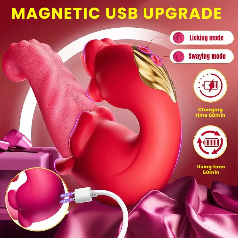 3-in-1 Rose Tongue Vibrator 