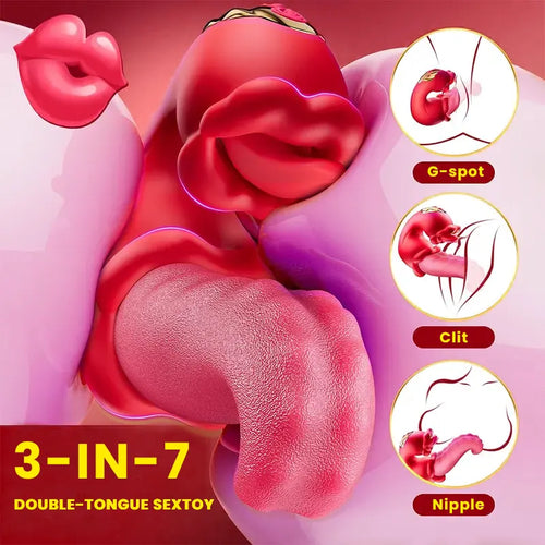 3-in-1 Rose Tongue Vibrator 